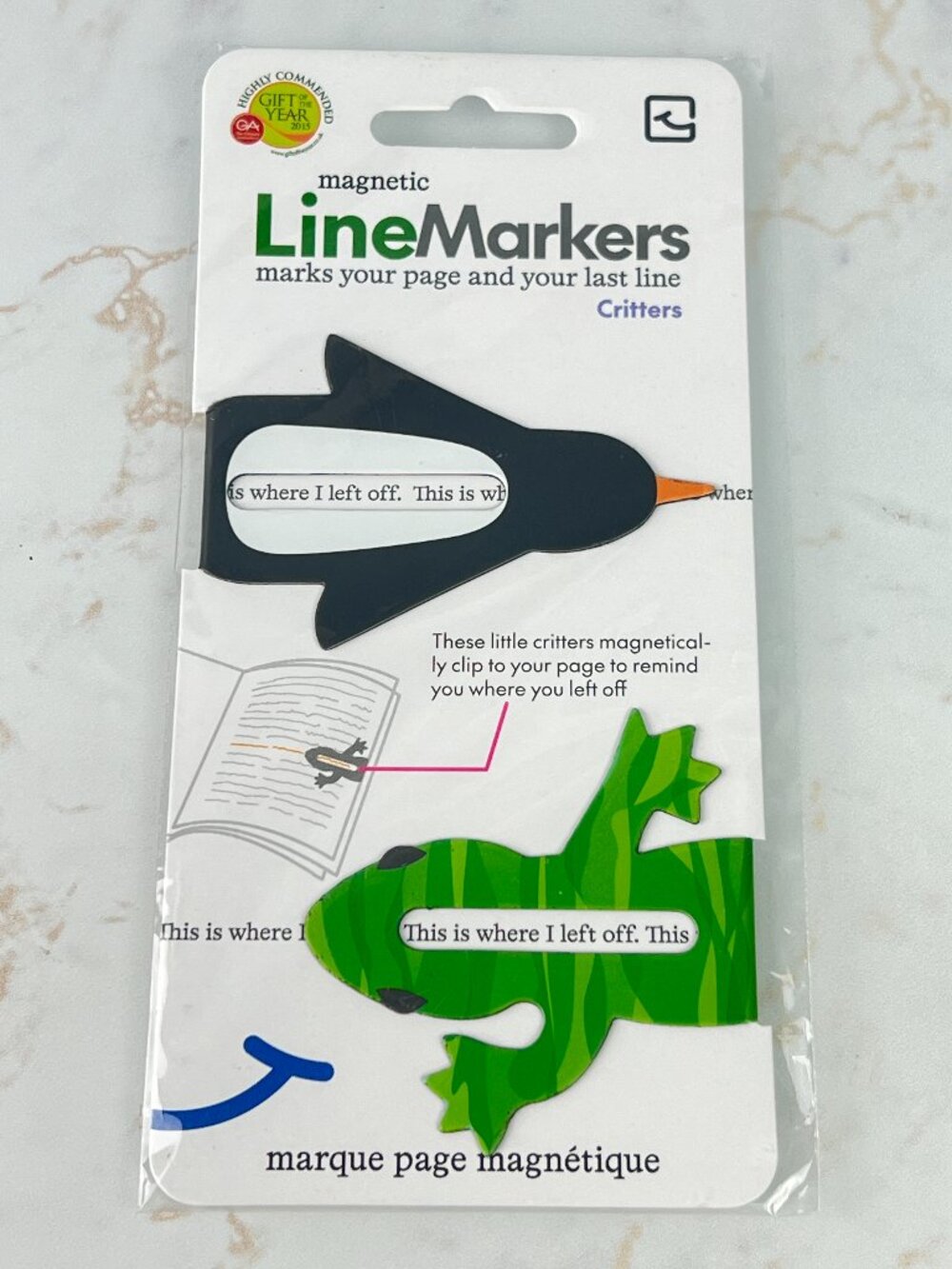NEW Magnetic Line Markers Penguin & Lizard Bookmarks Reading Book Gifts
